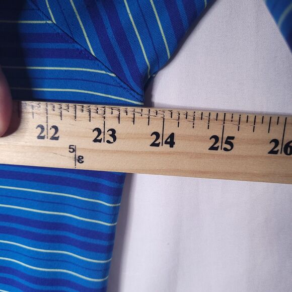 Under Armour Polo Shirt Mens Medium Striped Blue HeatGear Loose - Picture 7 of 10